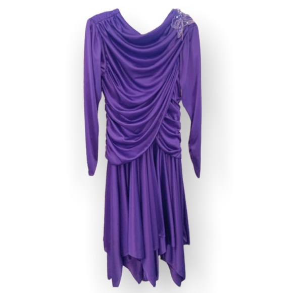 Vintage Dresses & Skirts - Vintage Gilbérti Drapey Ruched Disco Cocktail Midi